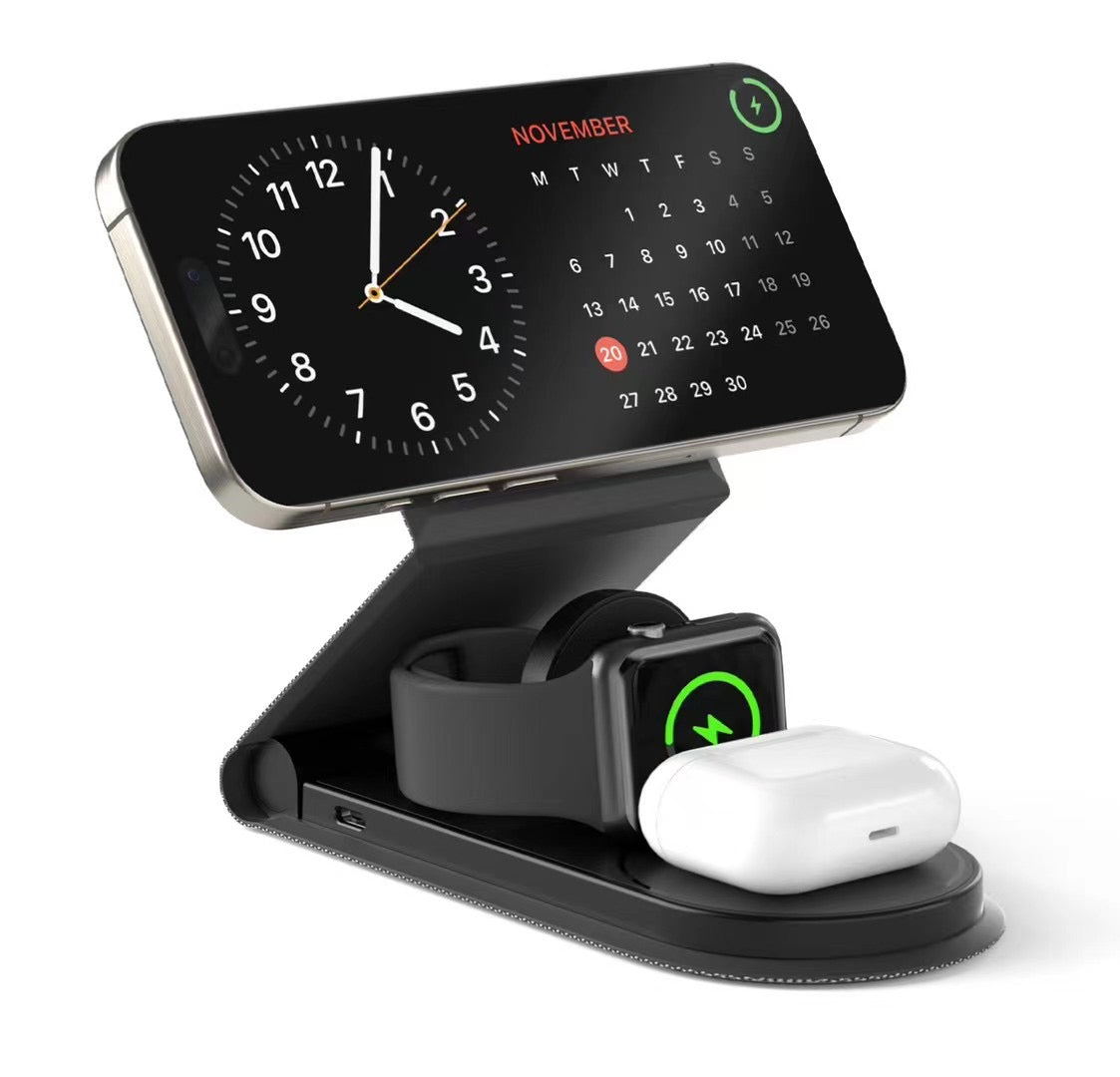 3-1 Folding Leather Charging Dock (with Fast Charge Adapter and Case) - Phunkee Tree