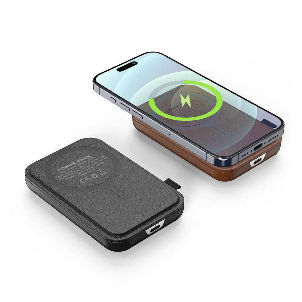 Leather Magnetic Wireless Power Bank