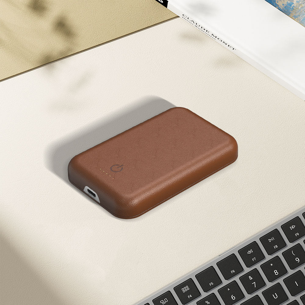 Leather Magnetic Wireless Power Bank