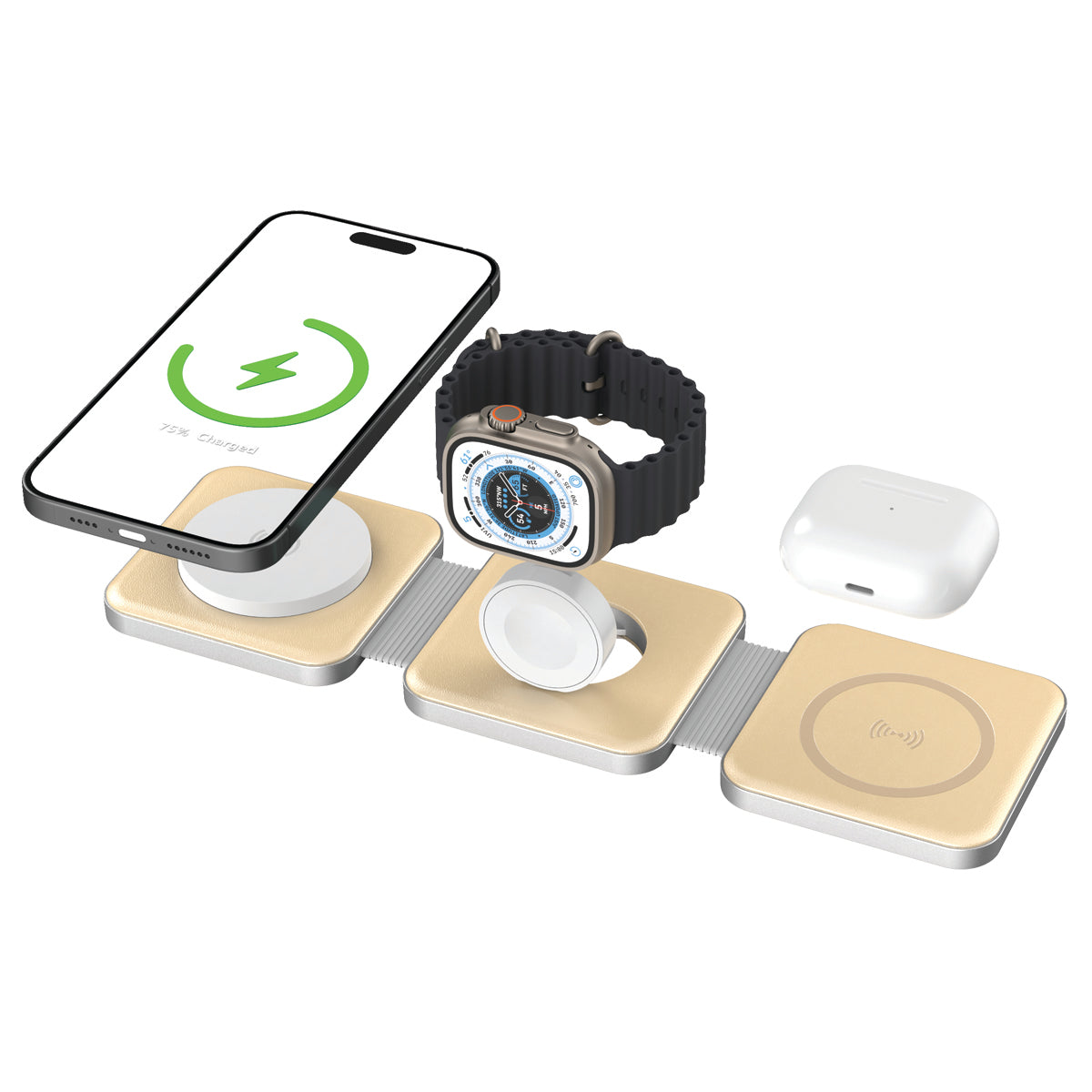 Tri Fold Charging Station - with Fast Charge Adapter and Carrying Case