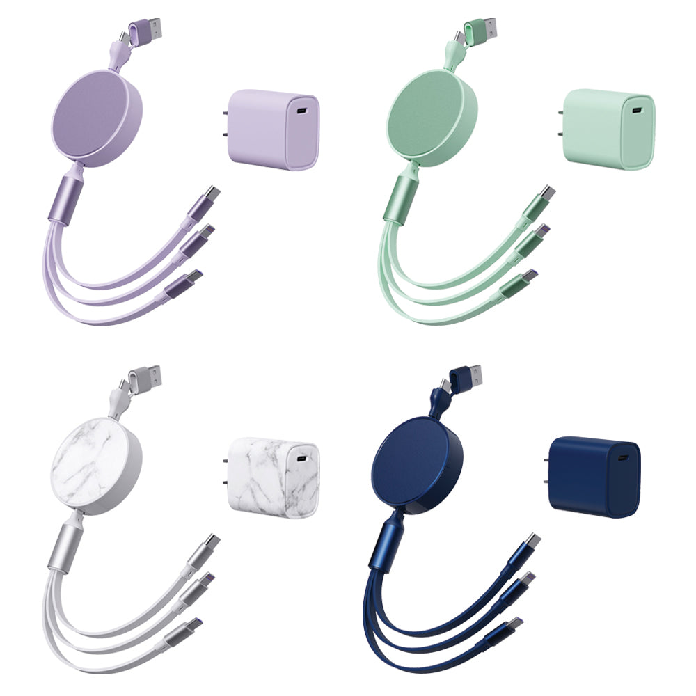 6 in 1 - Retractable Cables with Fast Charge Adapter