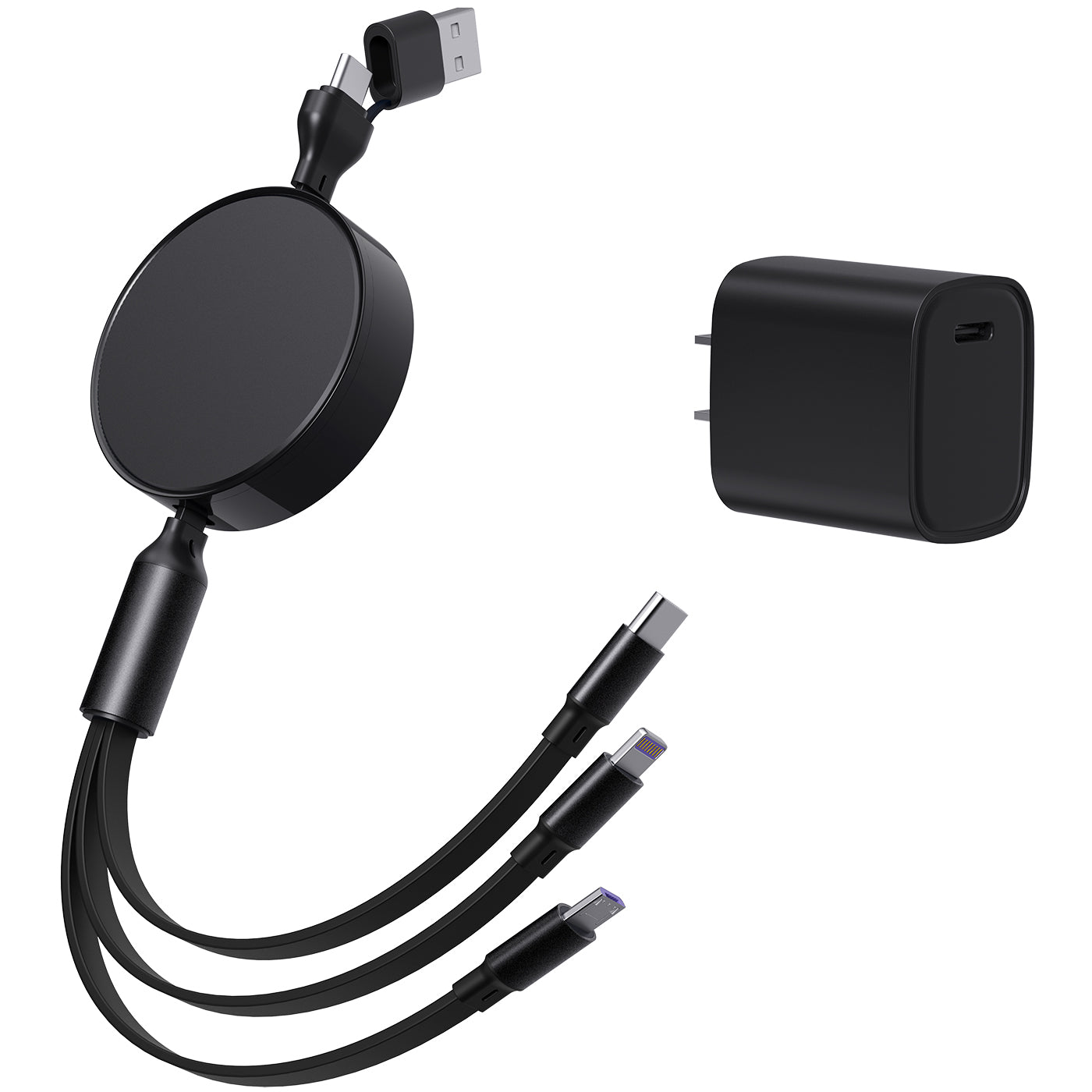 6 in 1 - Retractable Cables with Fast Charge Adapter