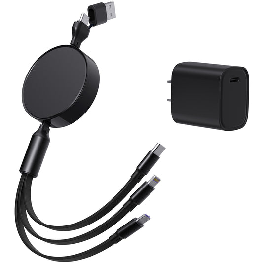 6 in 1 - Retractable Cables with Fast Charge Adapter