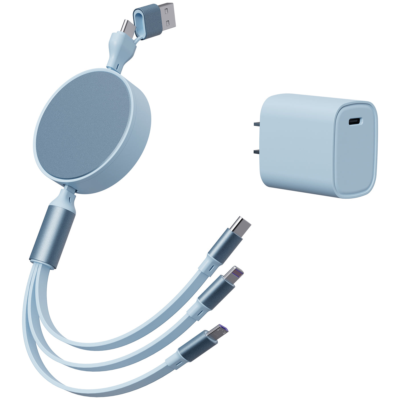6 in 1 - Retractable Cables with Fast Charge Adapter