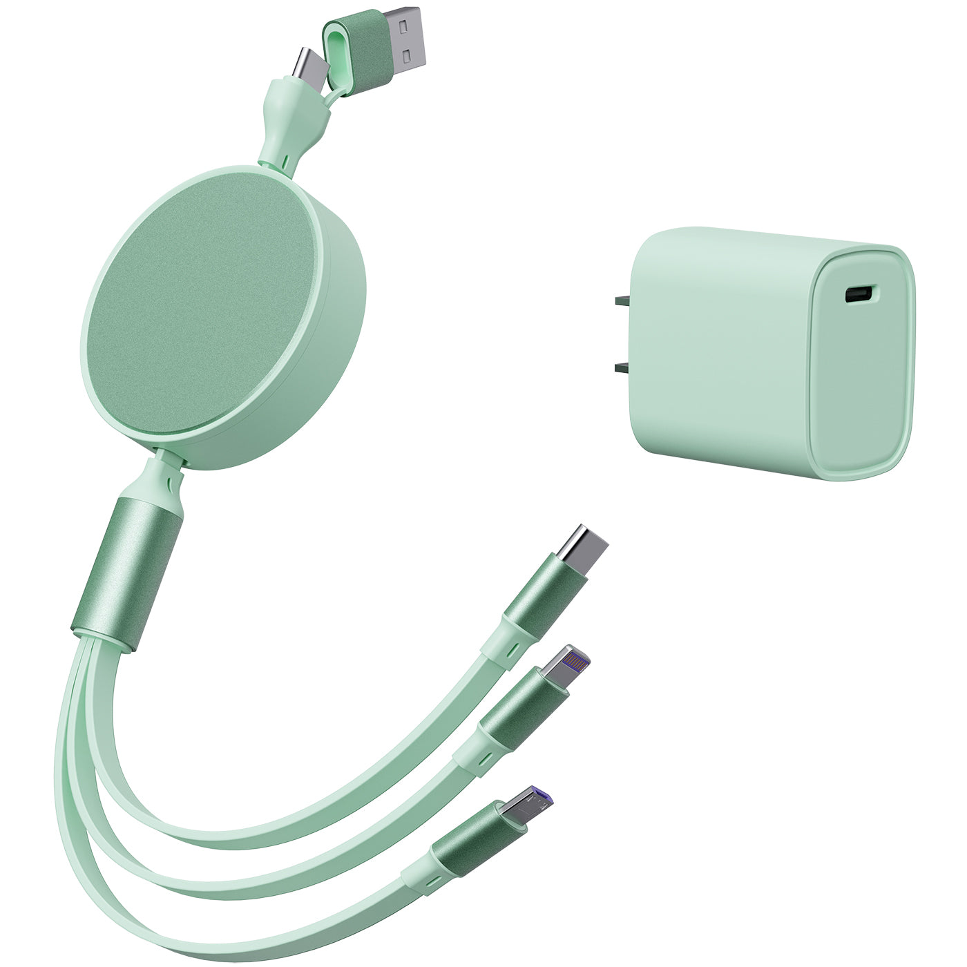 6 in 1 - Retractable Cables with Fast Charge Adapter