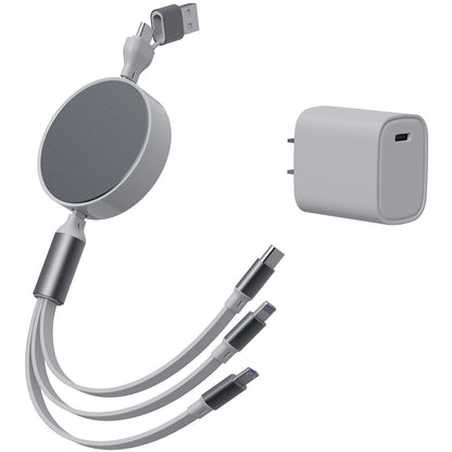 6 in 1 - Retractable Cables with Fast Charge Adapter