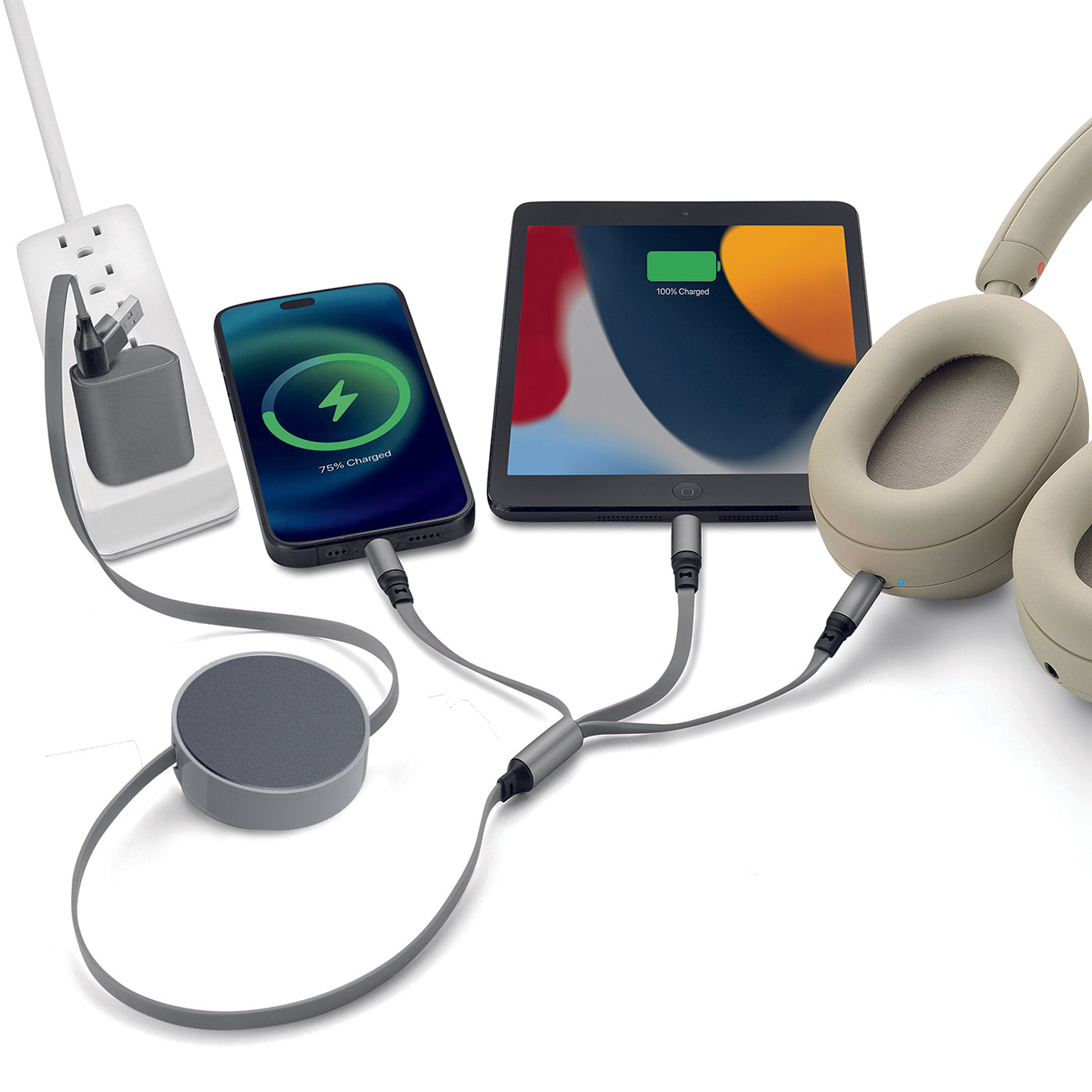 6 in 1 - Retractable Cables with Fast Charge Adapter