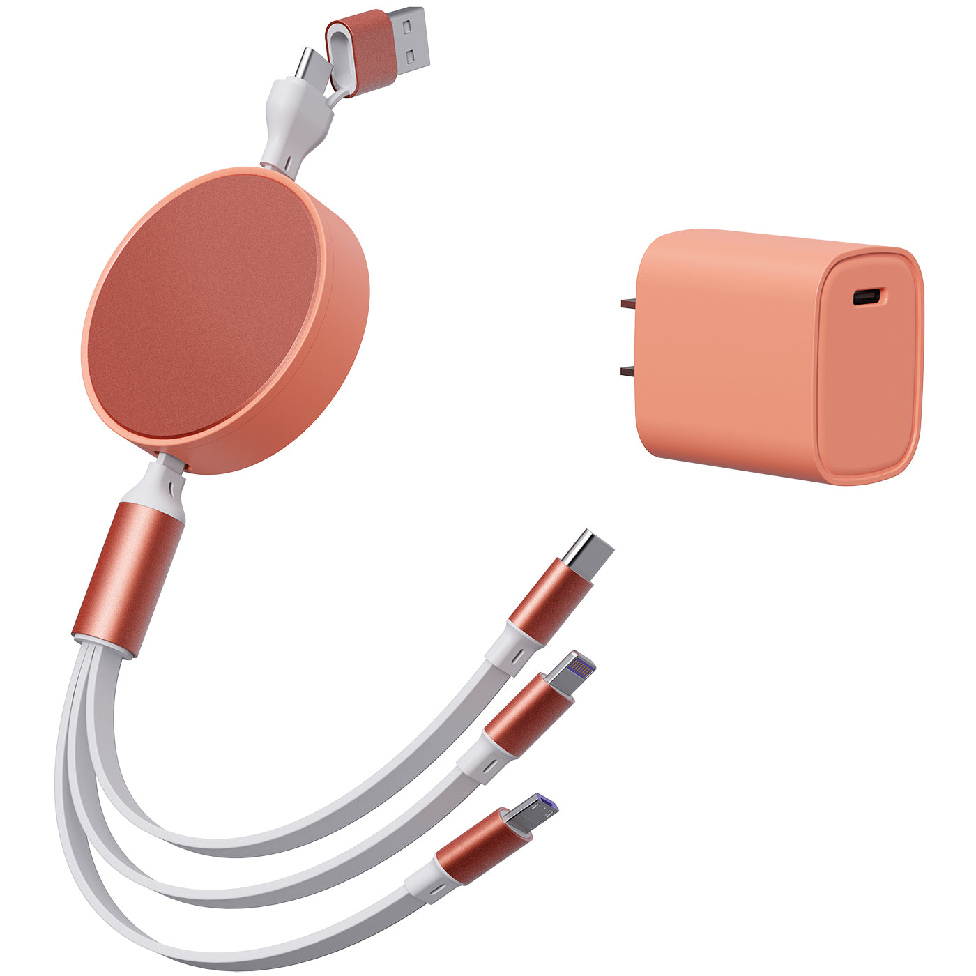 6 in 1 - Retractable Cables with Fast Charge Adapter