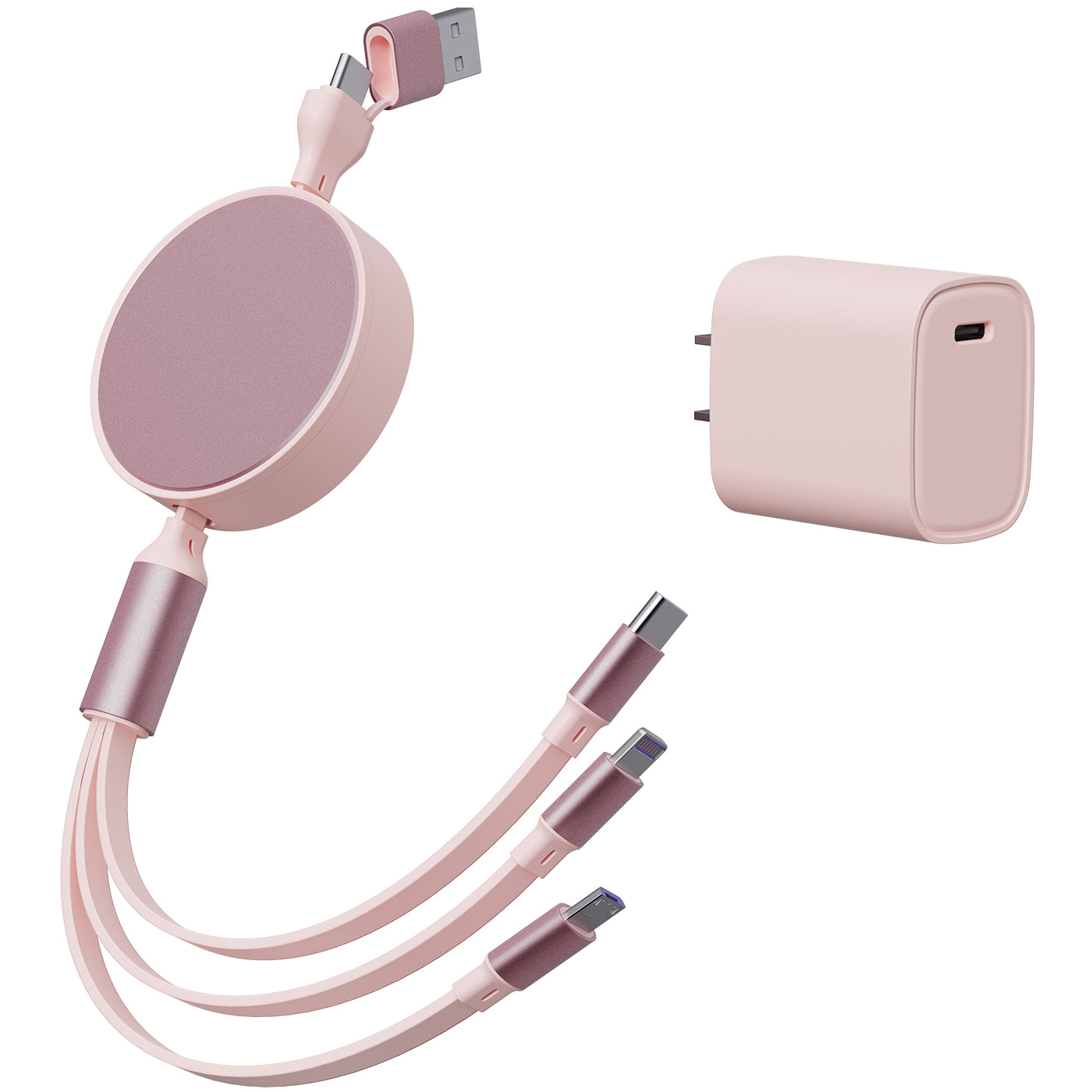 6 in 1 - Retractable Cables with Fast Charge Adapter