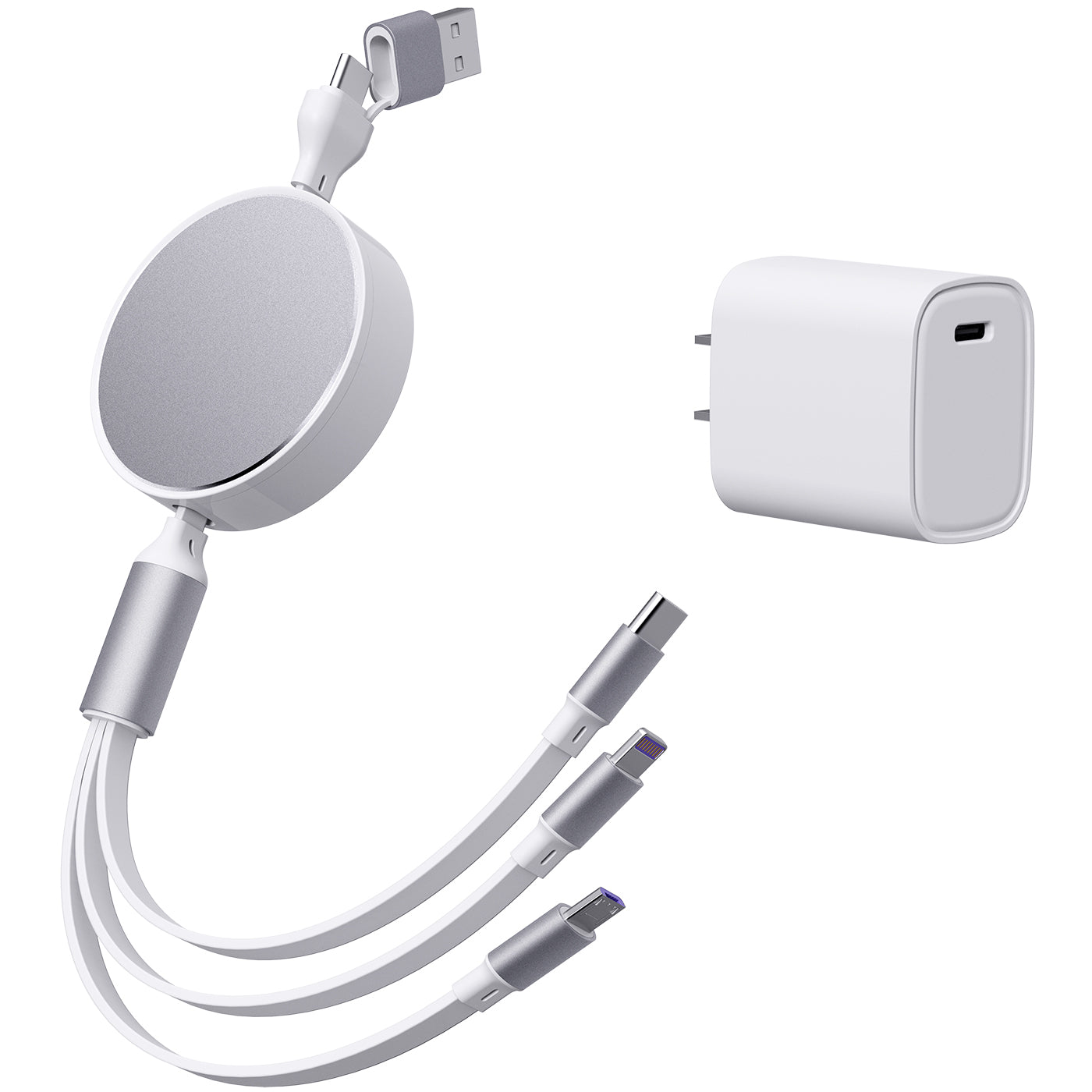 6 in 1 - Retractable Cables with Fast Charge Adapter