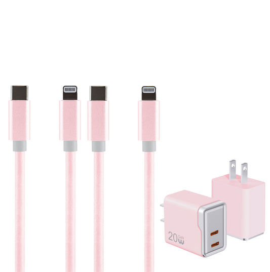 2-Pack 6FT Leather Charging Cables with Matching Adapter