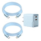 2-Pack 6ft Leather USB-C or Lightning Charging Cables with Dual Adapter