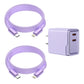 2-Pack 6ft Leather USB-C or Lightning Charging Cables with Dual Adapter