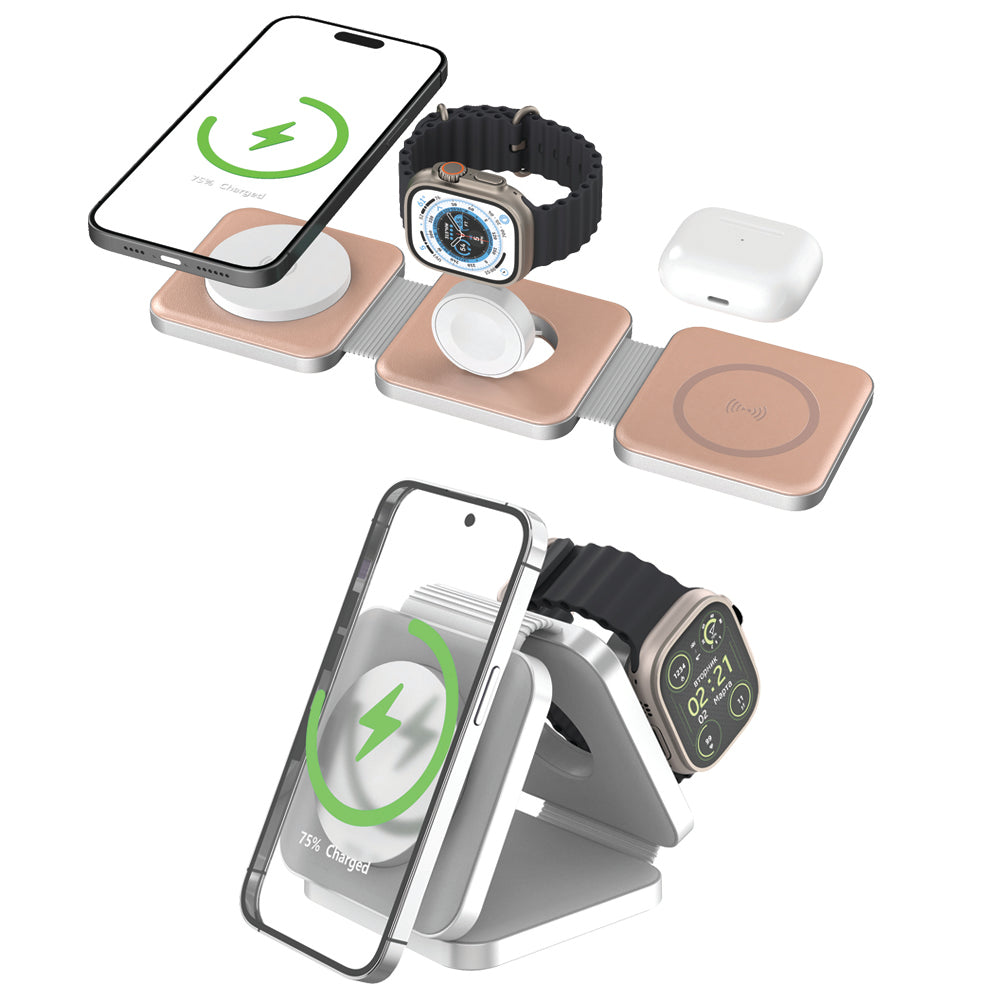 Tri Fold Charging Station - with Fast Charge Adapter and Carrying Case