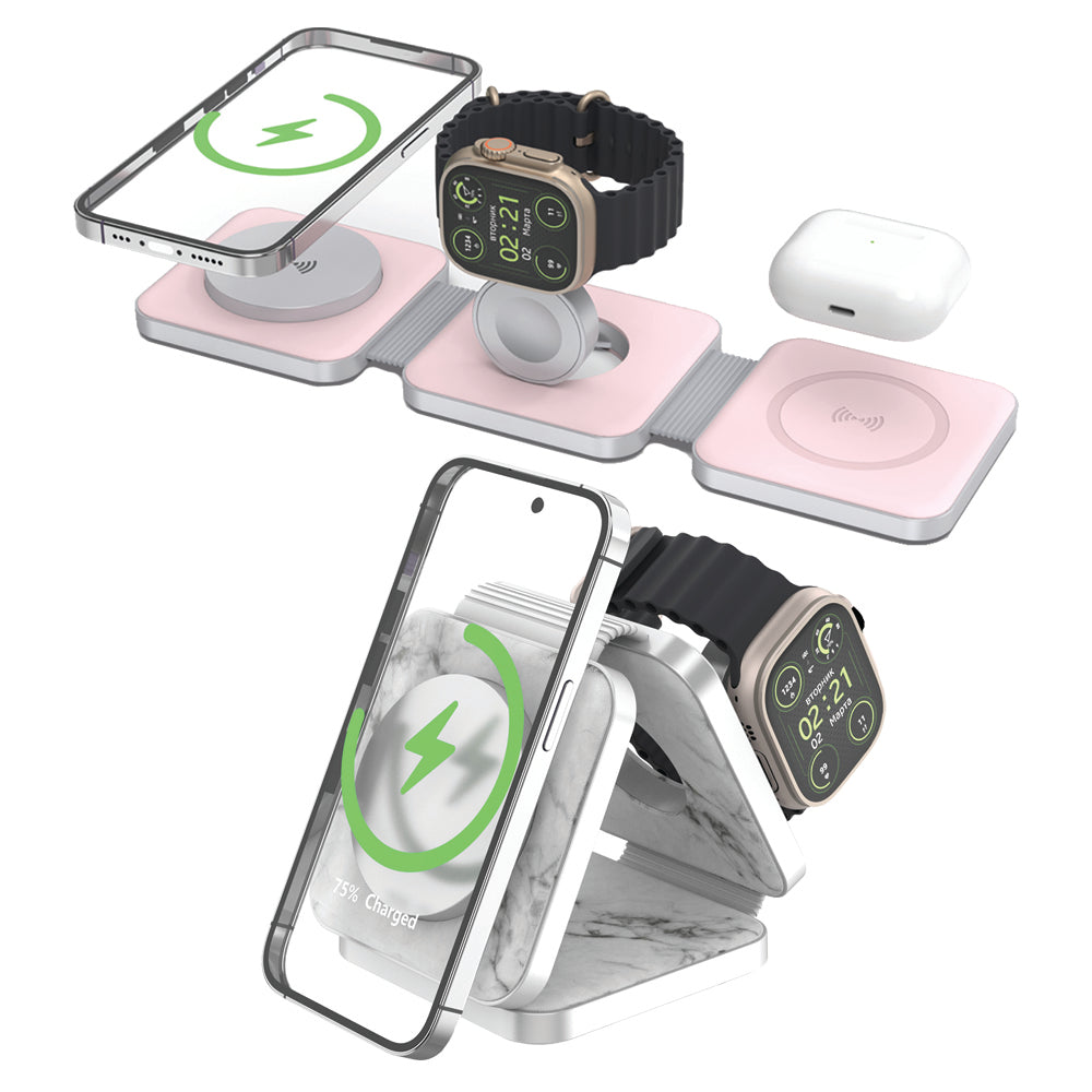 Tri Fold Charging Station - with Fast Charge Adapter and Carrying Case