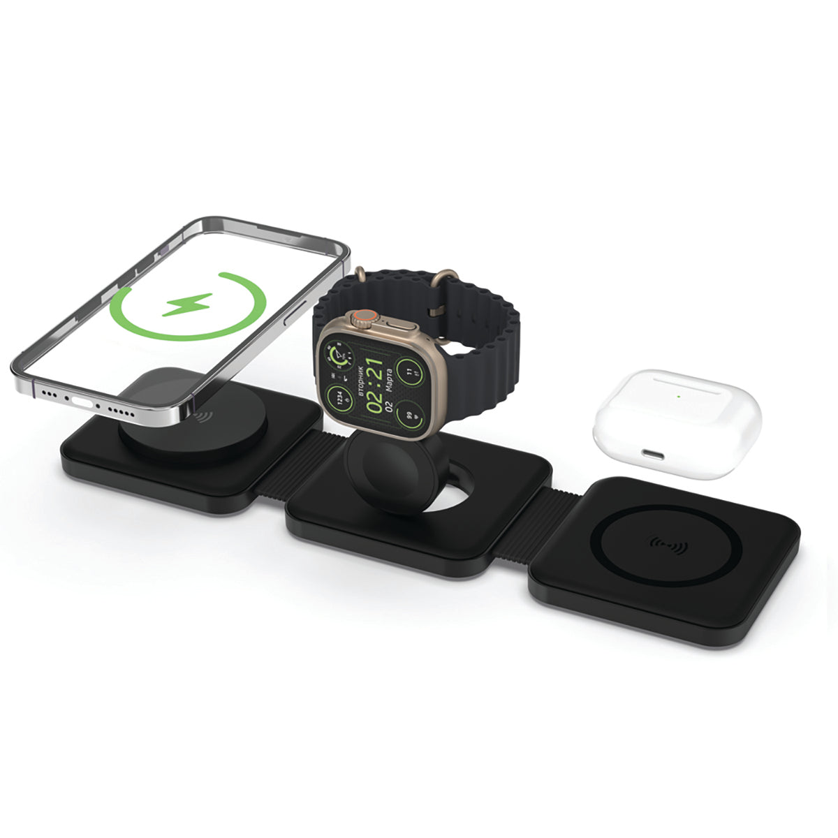 Tri Fold Charging Station - with Fast Charge Adapter and Carrying Case