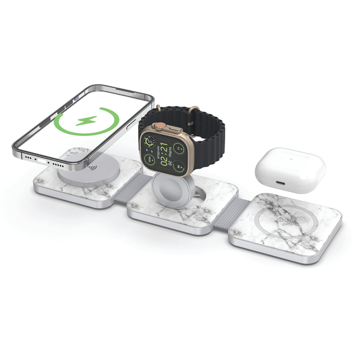 Tri Fold Charging Station - with Fast Charge Adapter and Carrying Case