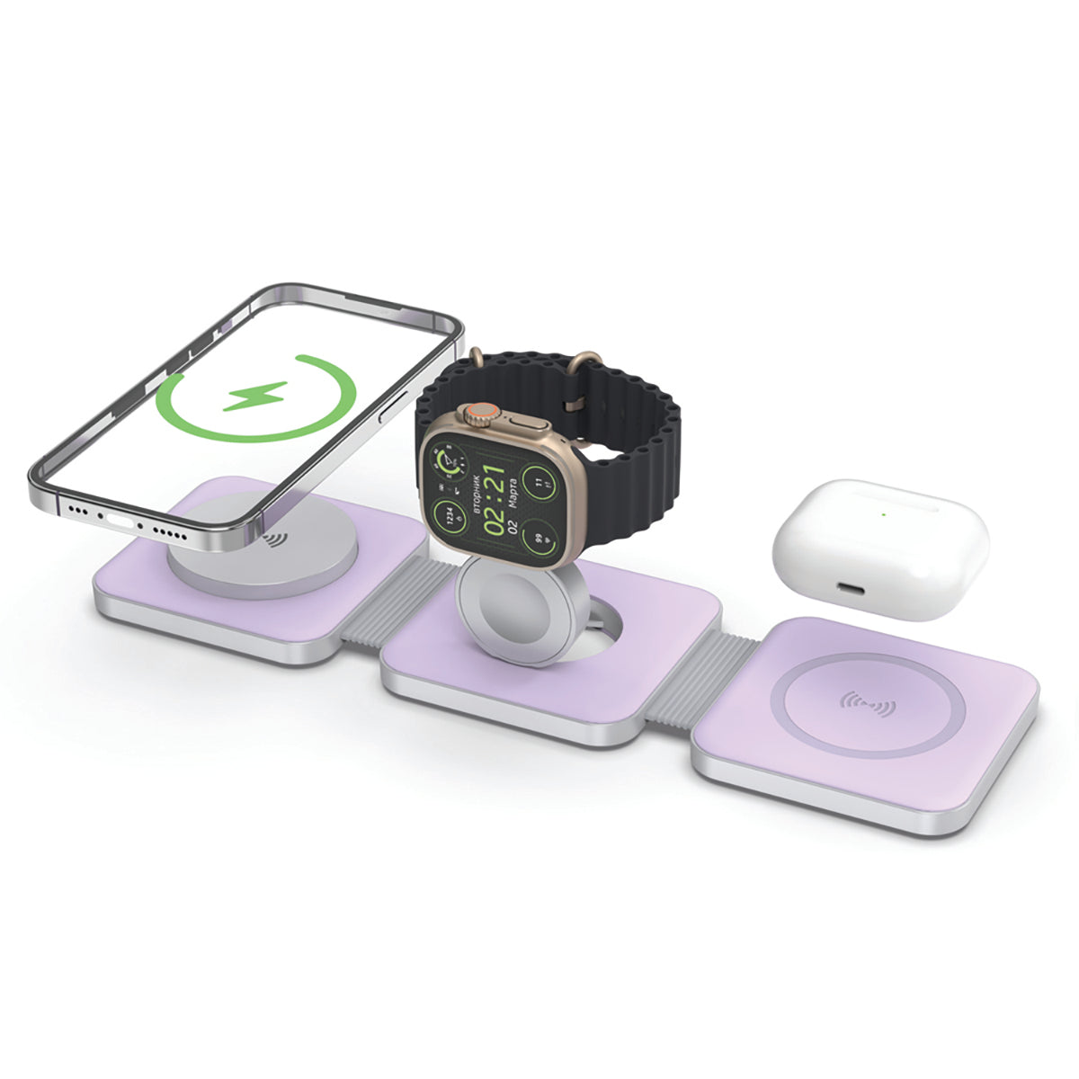 Tri Fold Charging Station - with Fast Charge Adapter and Carrying Case