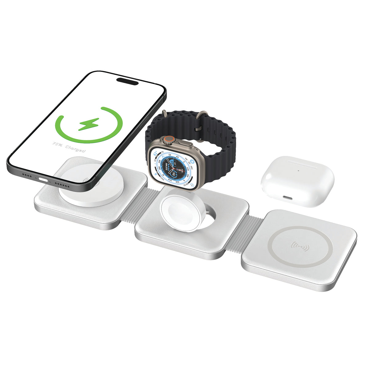 Tri Fold Charging Station - with Fast Charge Adapter and Carrying Case