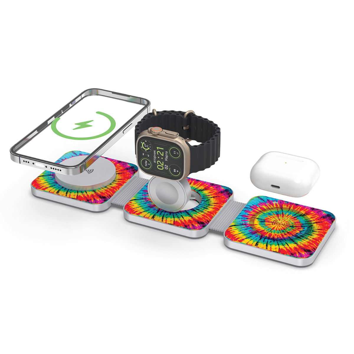 Tri Fold Charging Station - with Fast Charge Adapter and Carrying Case