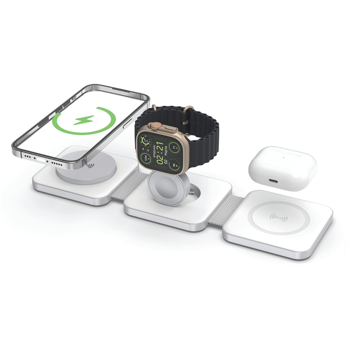 Tri Fold Charging Station - with Fast Charge Adapter and Carrying Case