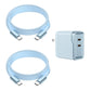 2-Pack 6ft Leather USB-C or Lightning Charging Cables with Dual Adapter