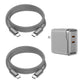 2-Pack 6ft Leather USB-C or Lightning Charging Cables with Dual Adapter