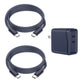 2-Pack 6ft Leather USB-C or Lightning Charging Cables with Dual Adapter